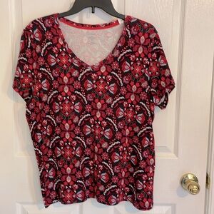 Croft & Barrow short sleeve Brightly Colored Holiday Top, Size XXL, EUC